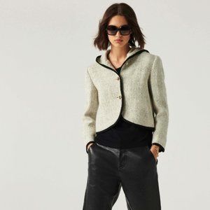 BA&SH OCTAVE JACKET w/ hood GREY / goldtone buttons - LARGE NWT